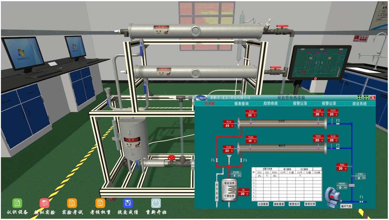 双套管传热虚拟仿真实训实验装置