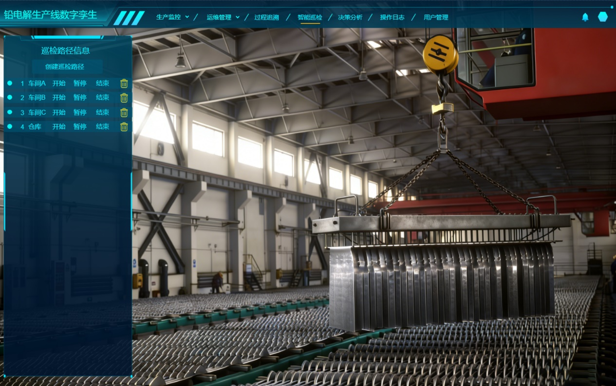 数字孪生工厂、铅电解生产线数字孪生